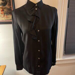 Diesel Black Ruffled Silk Blouse